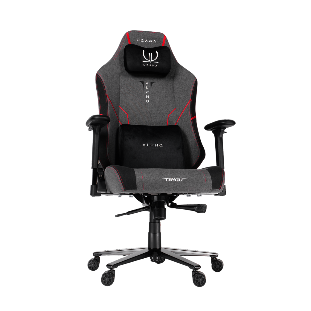 บัลลังก์เกมมิ่ง OZAMA ภายใต้แบรนด์ TENGUGAMINGGEARS รุ่น ALPHA FABRIC (CH-APT-F-RD) สีดำแดง เบาะผ้า_0